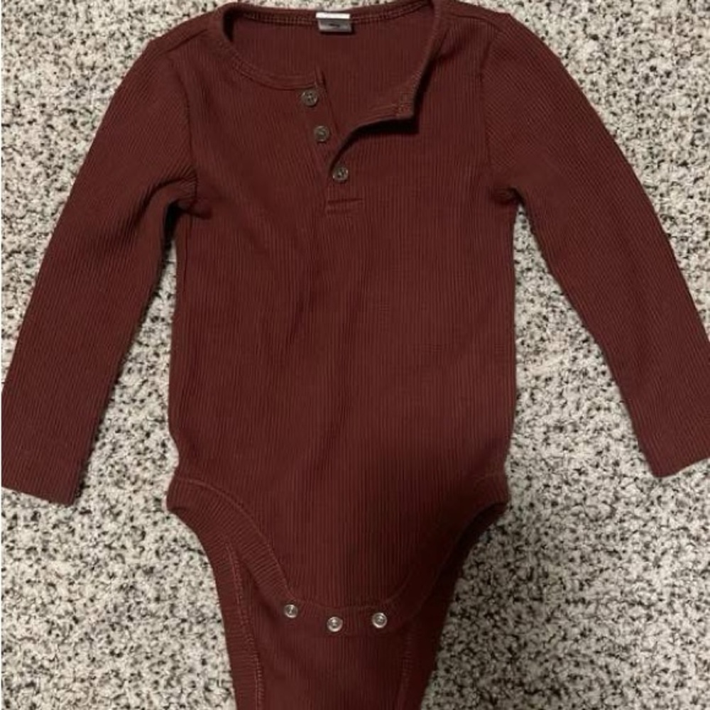 Maroon Long Sleeve Kids Thermal One Piece